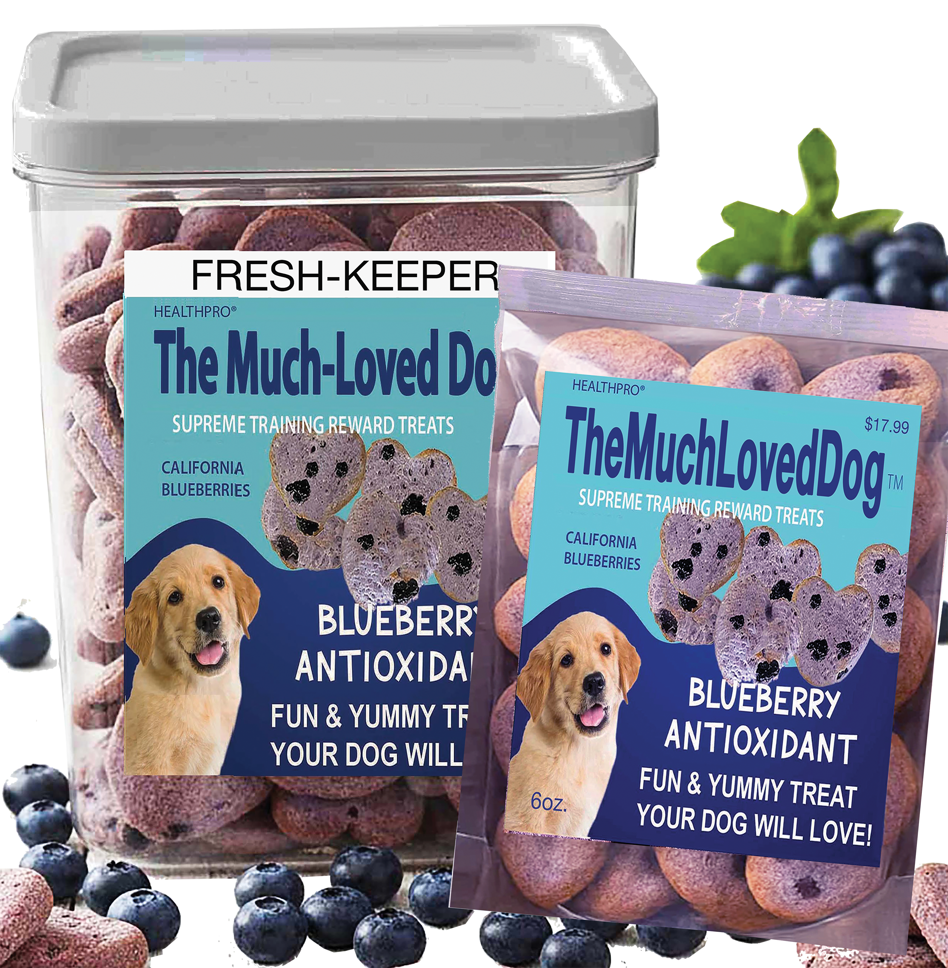 Your dog's dream-comes-true! Blueberry-Burst Antioxidant Treats! -by the bag.